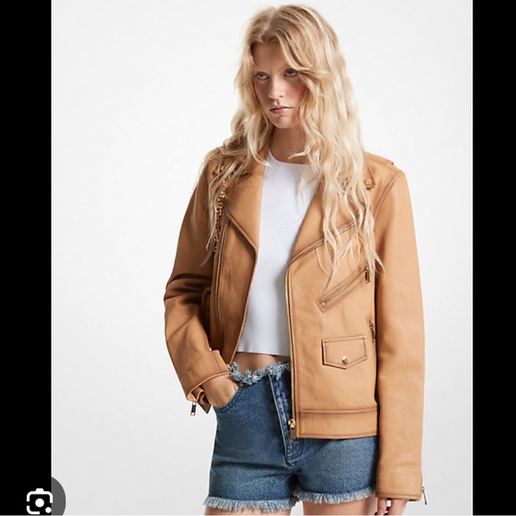 Michael Kors Moto Leather Jacket Size M - Picture 1 of 8